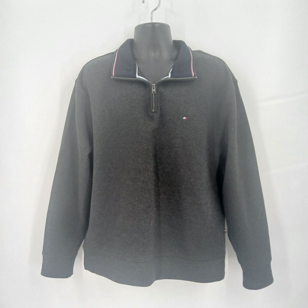 Tommy Hilfiger Quarter Zip Fleece Pullover Men's Large Gray Gorpcore